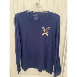 American Eagle Outfitters Men's Long Sleeve Classic Fit Tee L Navy Blue Cotton B